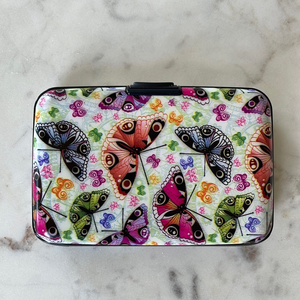 🦋 RFID Secure Armored Butterfly Wallet / Card Case with Snap Closure